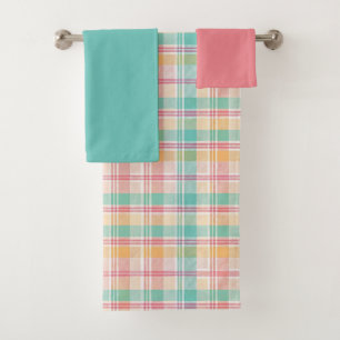 Multicolor Checkered Plaid Bath Towel Set