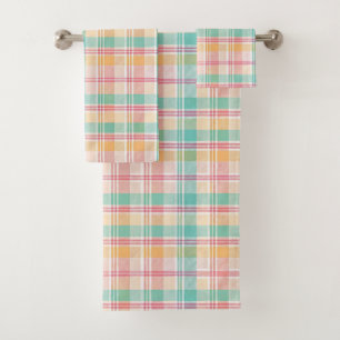 Multicolor Checkered Plaid Bath Towel Set