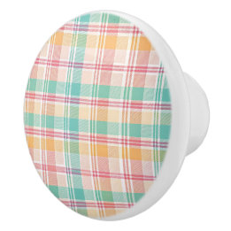 Multicolor Checkered Plaid Ceramic Knob