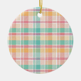 Multicolor Checkered Plaid Ceramic Ornament