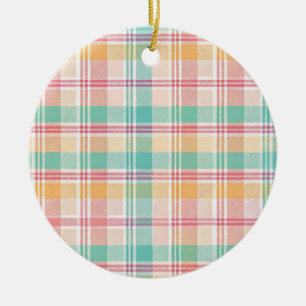 Multicolor Checkered Plaid Ceramic Ornament