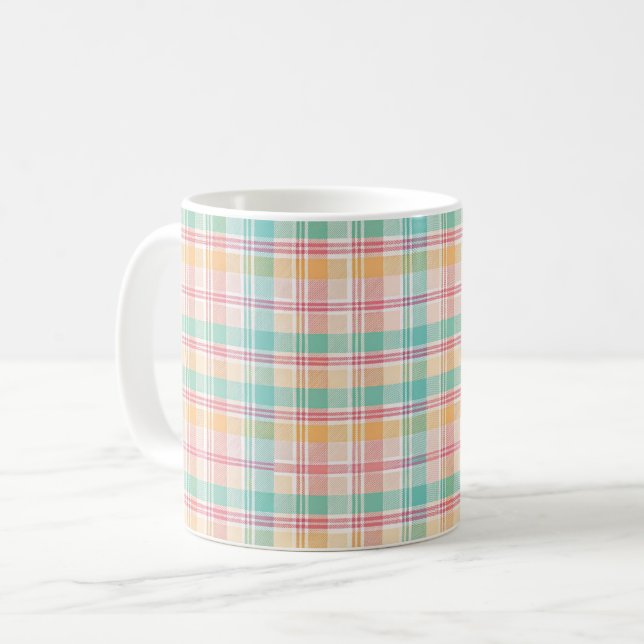 Multicolor Checkered Plaid Coffee Mug (Front Left)