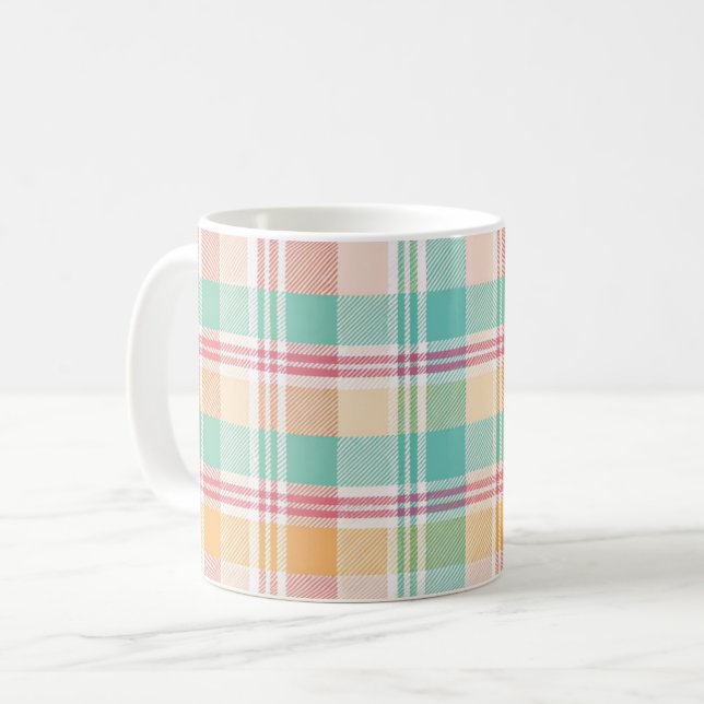 Multicolor Checkered Plaid Coffee Mug (Front Left)