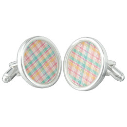 Multicolor Checkered Plaid Cufflinks