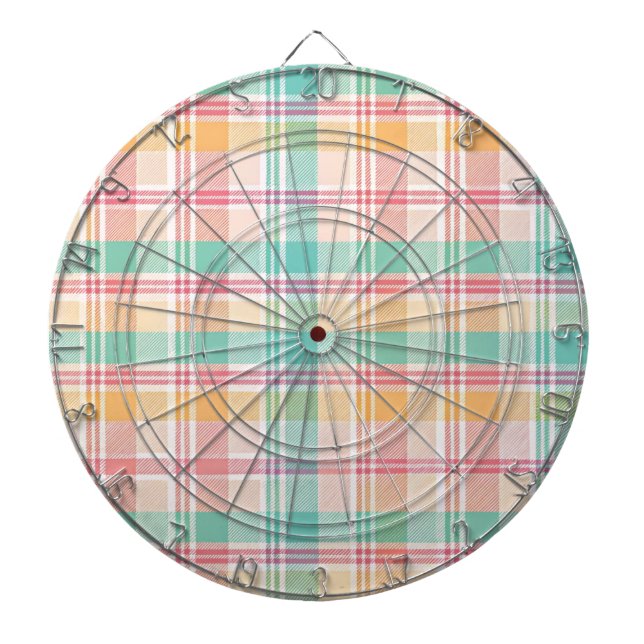 Multicolor Checkered Plaid Dart Board (Front)