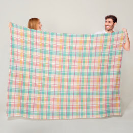 Multicolor Checkered Plaid Fleece Blanket