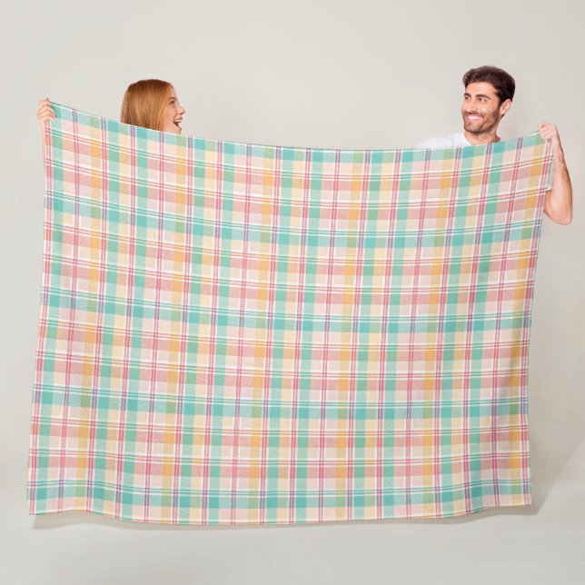 Multicolor Checkered Plaid Fleece Blanket (In Situ)