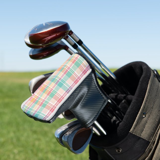 Multicolor Checkered Plaid Golf Head Cover (In Situ)