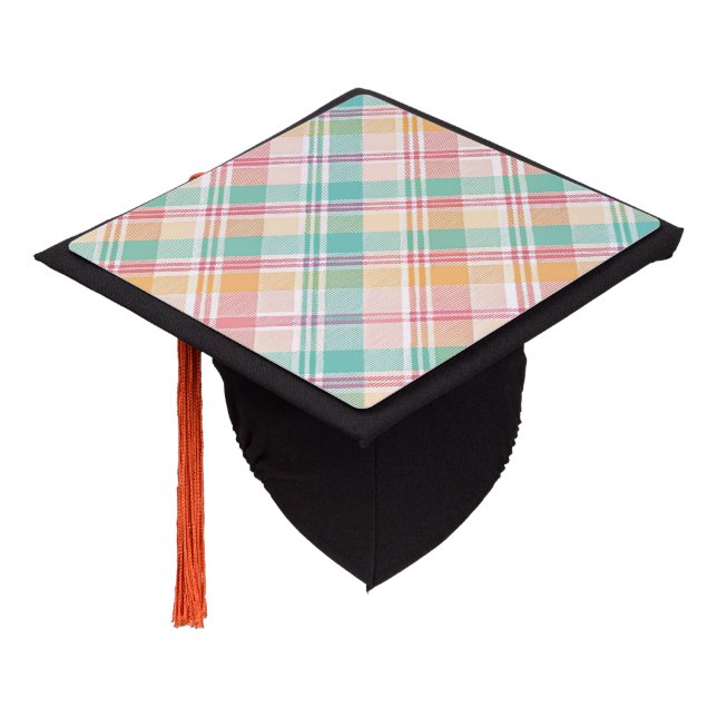 Multicolor Checkered Plaid Graduation Cap Topper (Angled)