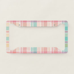 Multicolor Checkered Plaid License Plate Frame