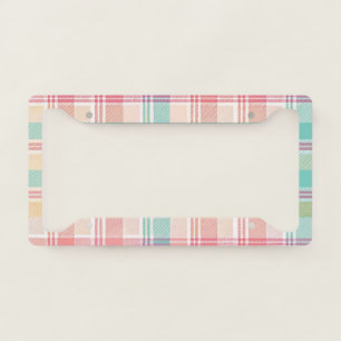 Multicolor Checkered Plaid License Plate Frame