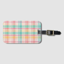 Multicolor Checkered Plaid Luggage Tag