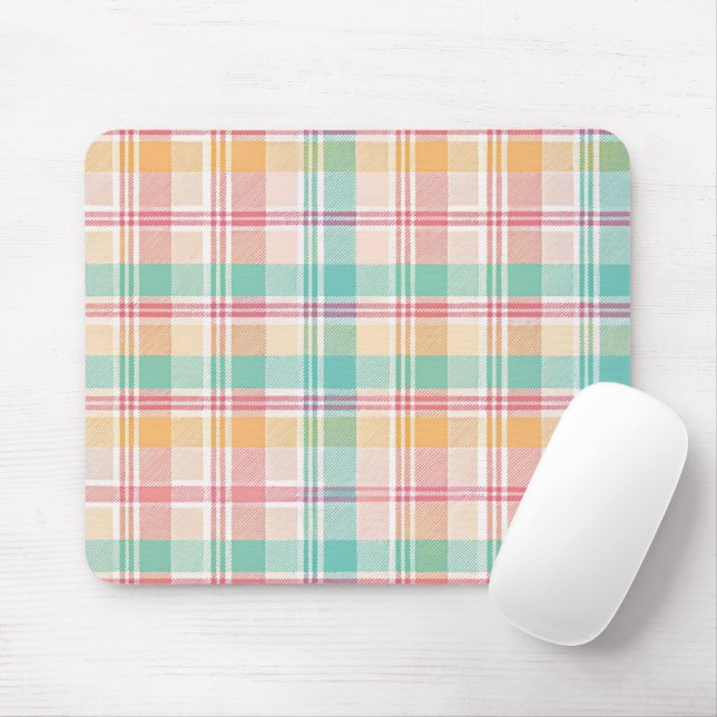 Multicolor Checkered Plaid Mouse Pad (With Mouse)