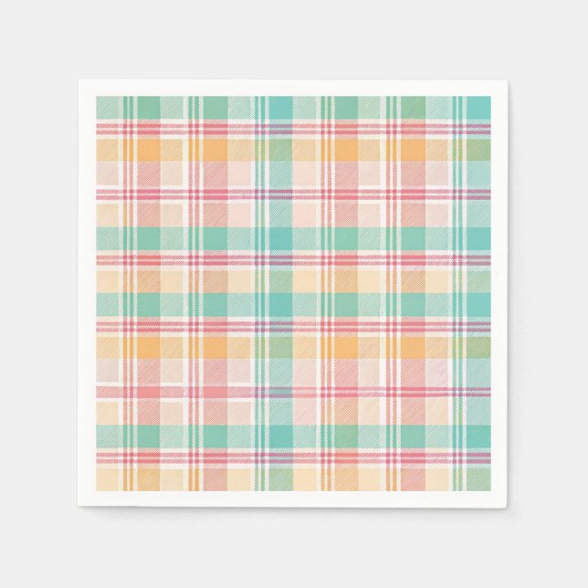 Multicolor Checkered Plaid Napkins (Front)