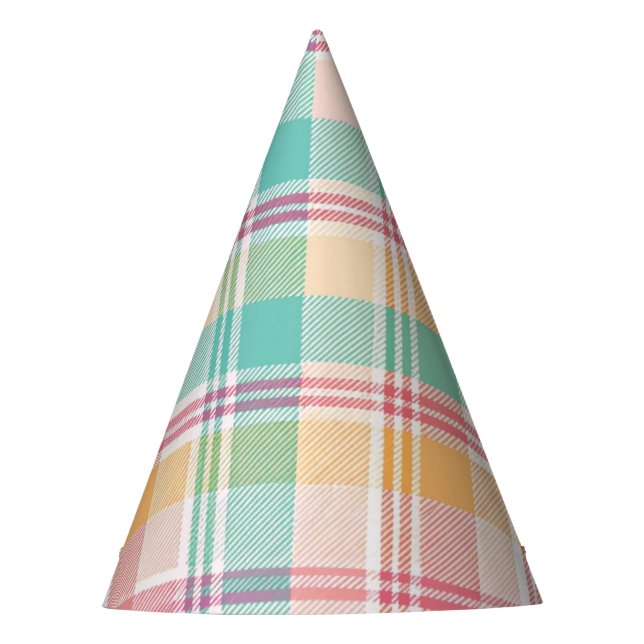 Multicolor Checkered Plaid Party Hat (Front)