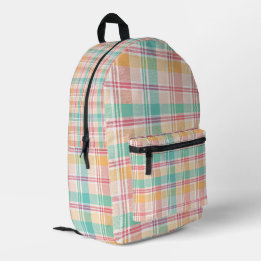 Multicolor Checkered Plaid Printed Backpack