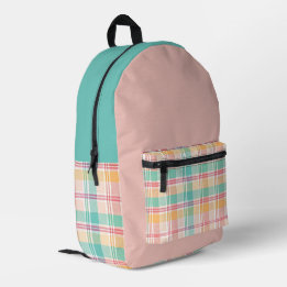 Multicolor Checkered Plaid Printed Backpack