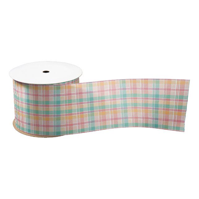 Multicolor Checkered Plaid Satin Ribbon (Spool)