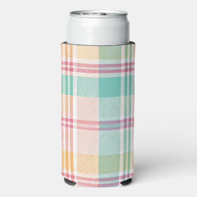 Multicolor Checkered Plaid Seltzer Can Cooler (Seltzer Back)