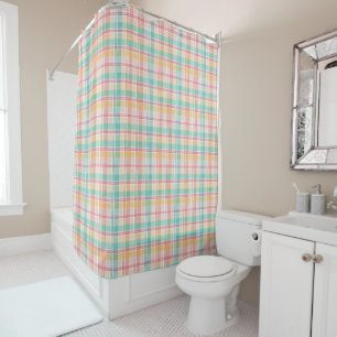 Multicolor Checkered Plaid Shower Curtain
