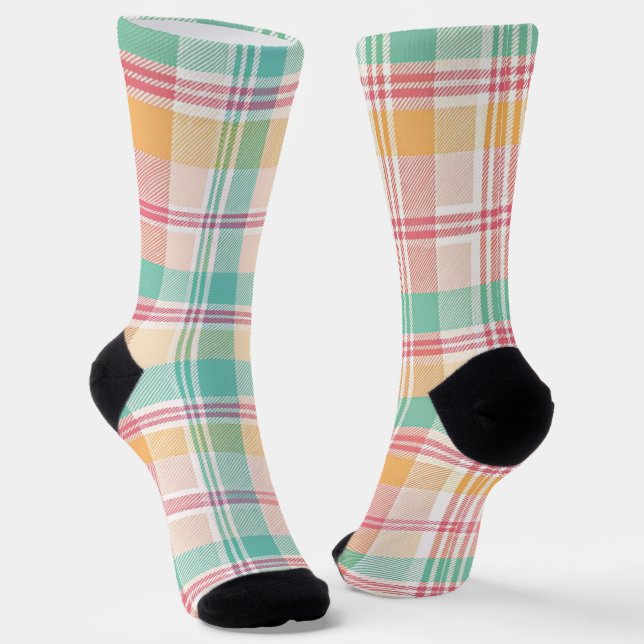 Multicolor Checkered Plaid Socks (Angled)