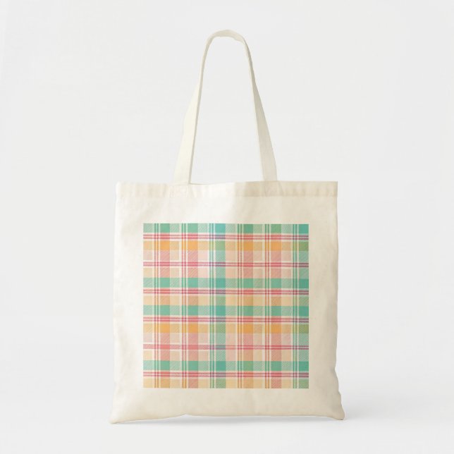 Multicolor Checkered Plaid Tote Bag (Front)