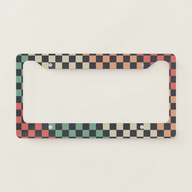 Multicolor Checkered Style License Plate Frame (Front)