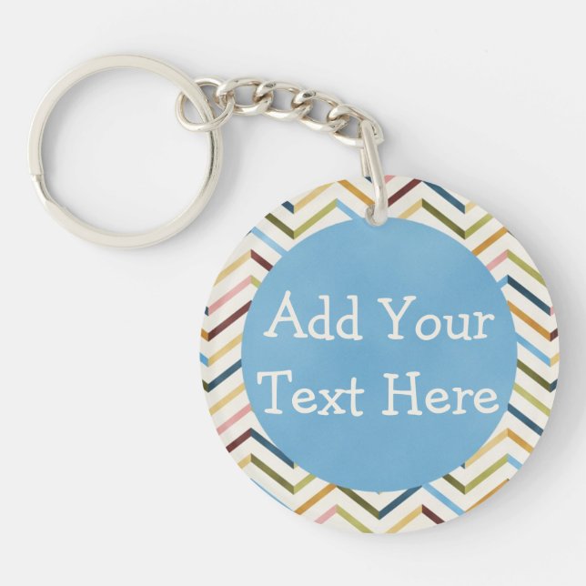 MultiColor Chevron Custom Circle Keychain (Front)