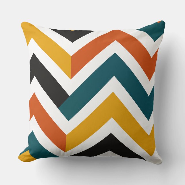 Multicolor Chevron Geometric Pattern Throw Pillow (Front)