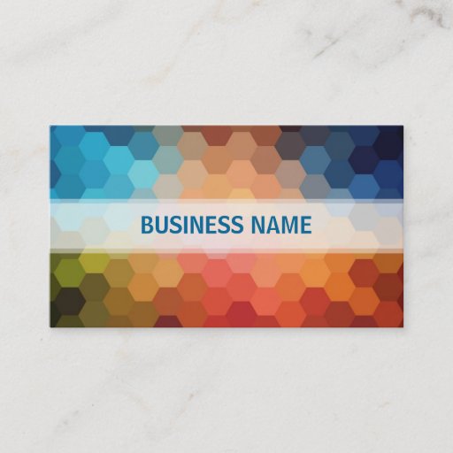 Customizable Multicolor Chevron Hexagonal Pattern 3 Business Card