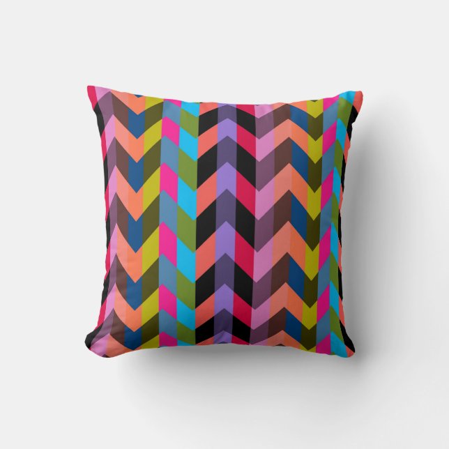 Multicolor Chevron Zigzag 2 Throw Pillow (Front)