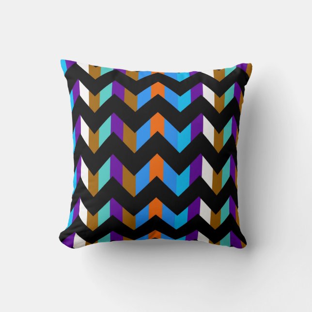Multicolor Chevron Zigzag 6 Throw Pillow (Front)