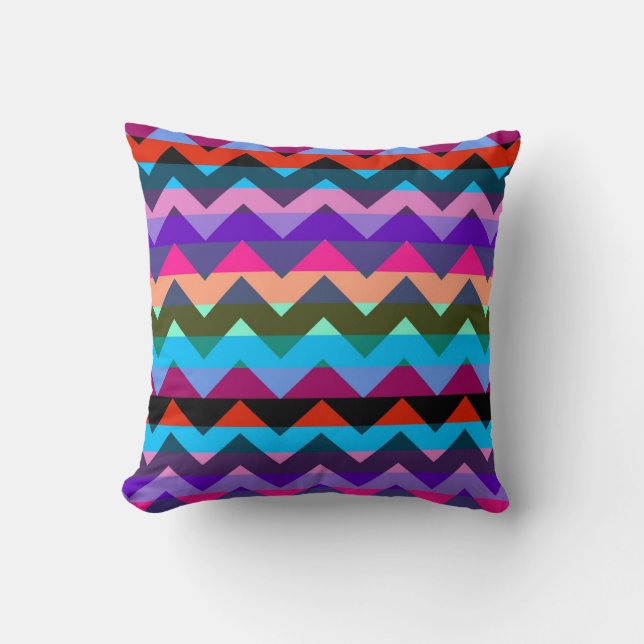 Multicolor Chevron Zigzag Stripe Pattern 2 Throw Pillow (Front)