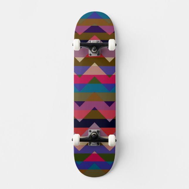 Multicolor Chevron Zigzag Stripe Pattern 9 Skateboard (Front)