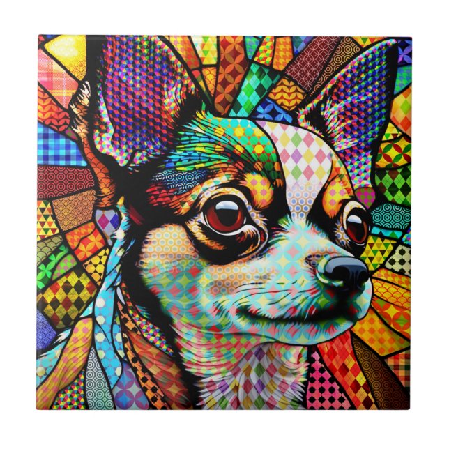 Multicolor Chihuahua Dog 171 Ceramic Tile (Front)