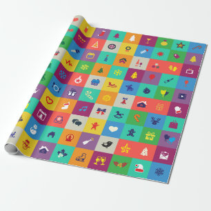 Multicolor Christmas Icons Wrapping Paper
