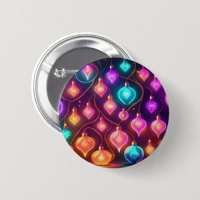 Multicolor Christmas Lights  Button (Front & Back)