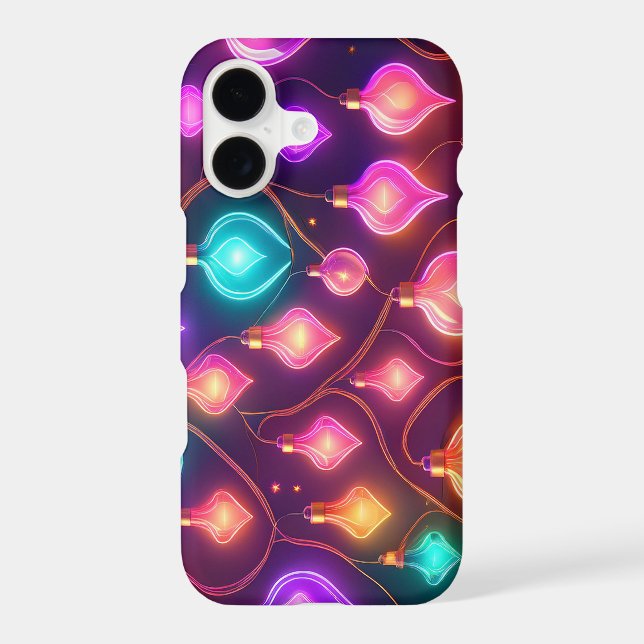 Multicolor Christmas Lights Patterned Case-Mate iPhone Case (Back)