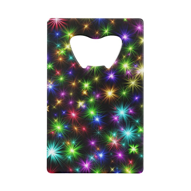 Multicolor Christmas Star Rays-57191 Credit Card Bottle Opener (Front)
