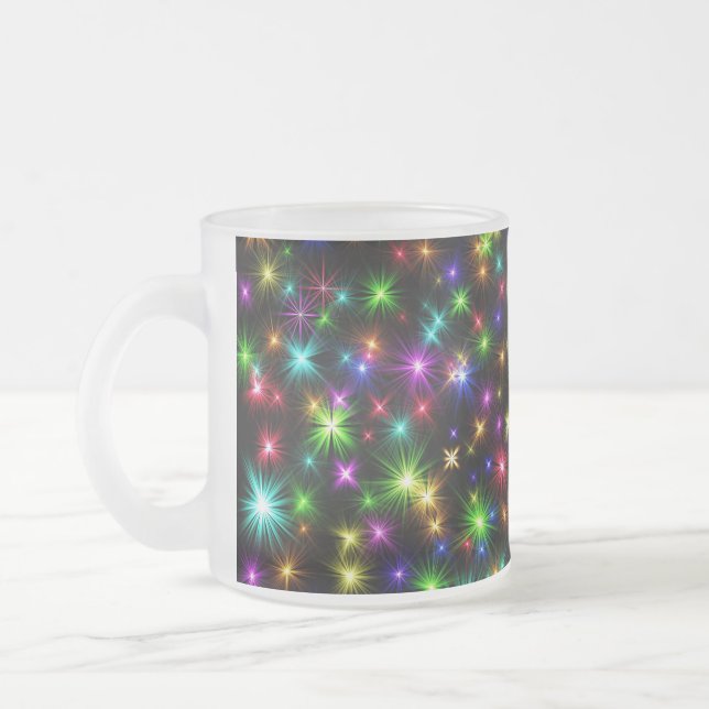 Multicolor Christmas Star Rays-57191 Frosted Glass Coffee Mug (Left)