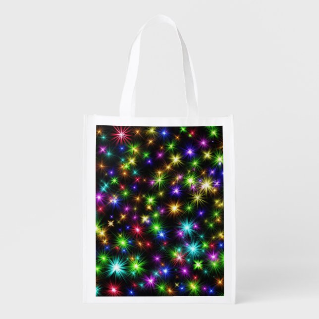 Multicolor Christmas Star Rays-57191 Grocery Bag (Front)
