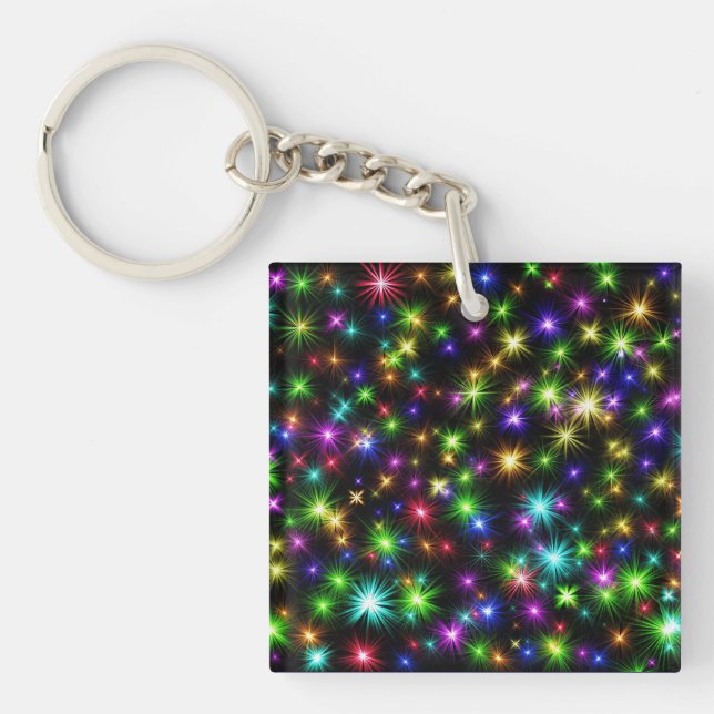 Multicolor Christmas Star Rays-57191 Keychain (Front)