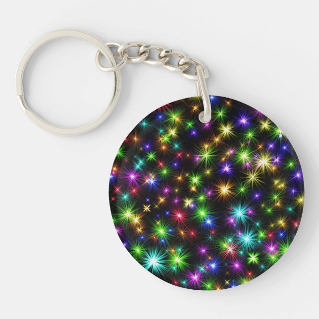 Multicolor Christmas Star Rays-57191 Keychain (Front)