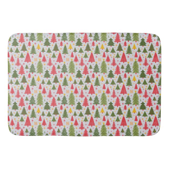 Multicolor Christmas Tree Bath Mat (Front)