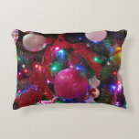 Multicolor Christmas Tree Colorful Holiday Accent Pillow