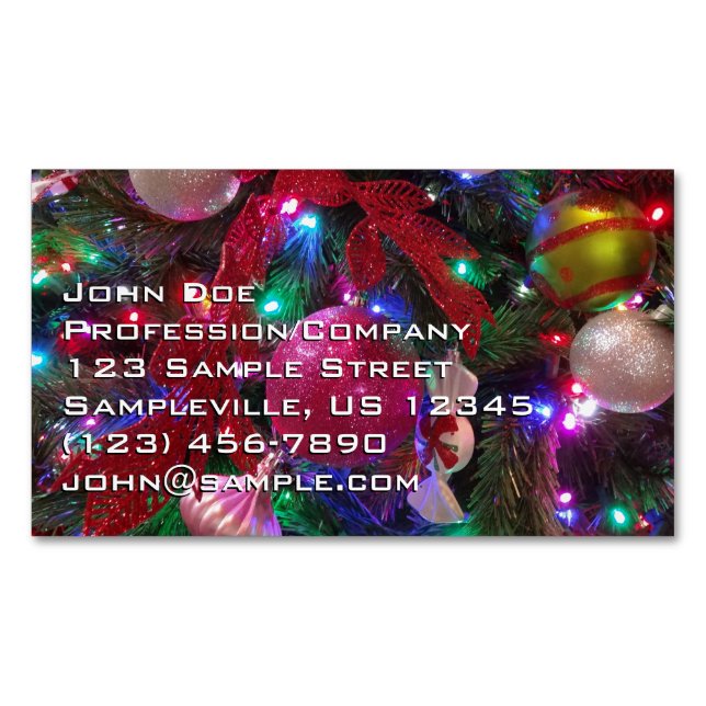 Multicolor Christmas Tree Colorful Holiday Business Card Magnet (Front)