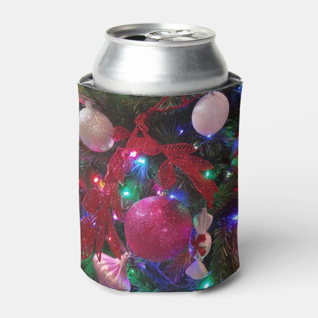 Multicolor Christmas Tree Colorful Holiday Can Cooler (Can Front)