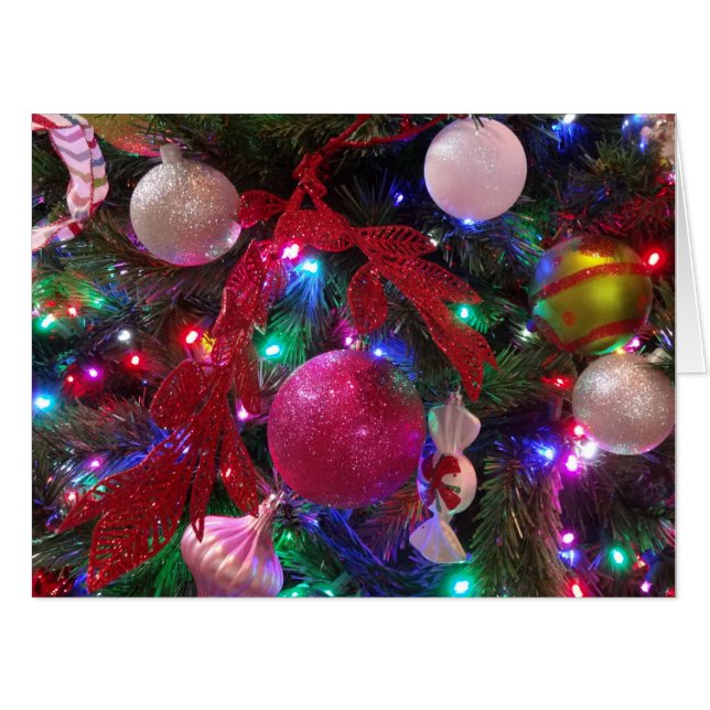 Multicolor Christmas Tree Colorful Holiday Card (Front Horizontal)