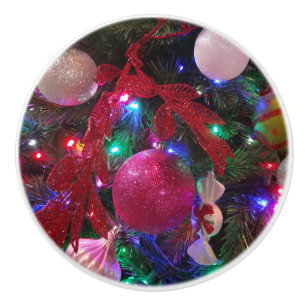 Multicolor Christmas Tree Colorful Holiday Ceramic Knob