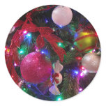Multicolor Christmas Tree Colorful Holiday Classic Round Sticker